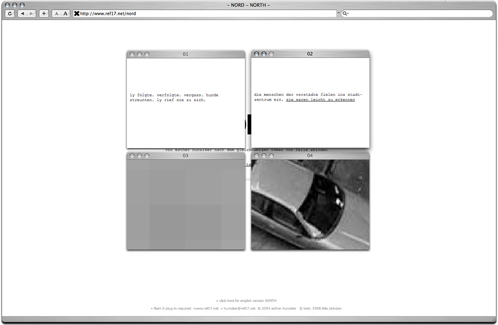 Esther Hunziker «Nord», online Erzählung, 2003 – 2004