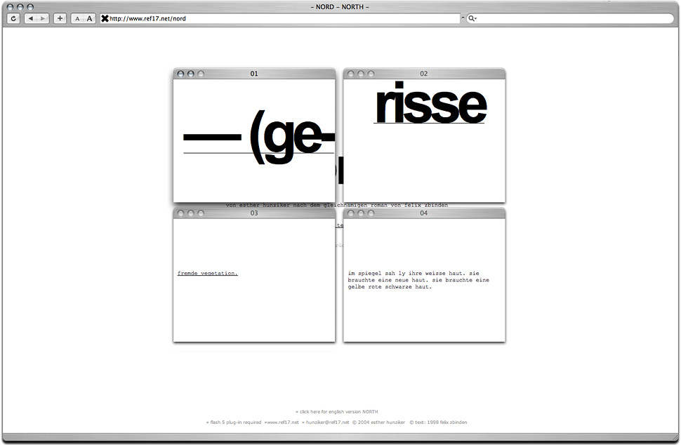 Esther Hunziker «Nord», online Erzählung, 2003 – 2004